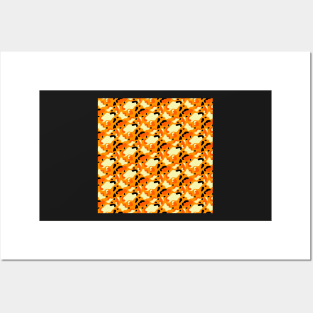 Orange Camouflage Pattern Posters and Art